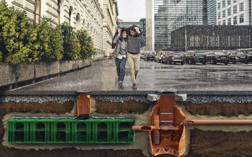Voorbeeld regenwaterbeheer op straat
