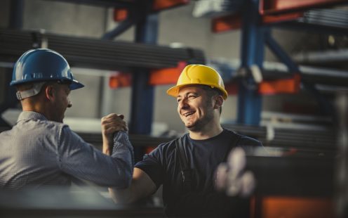 Collega's samen in gesprek