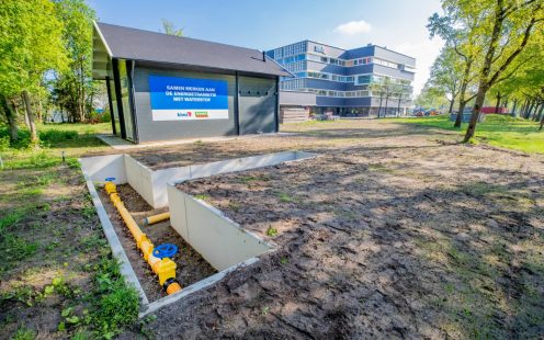 Demo Waterstofhuis in Apeldoorn met gasleiding en gas-stop van Pipelife