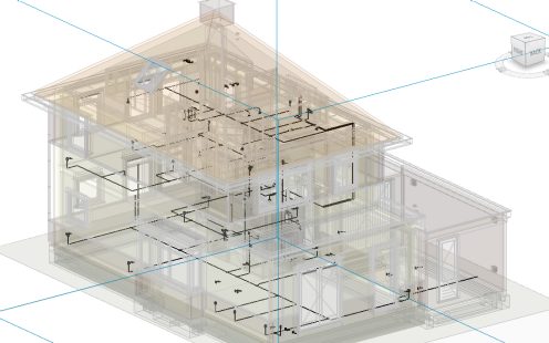 Revit BIM drawing of house with Preflex Spider