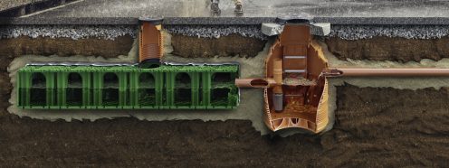 Buitenriolering onder de grond op bouwplaats
